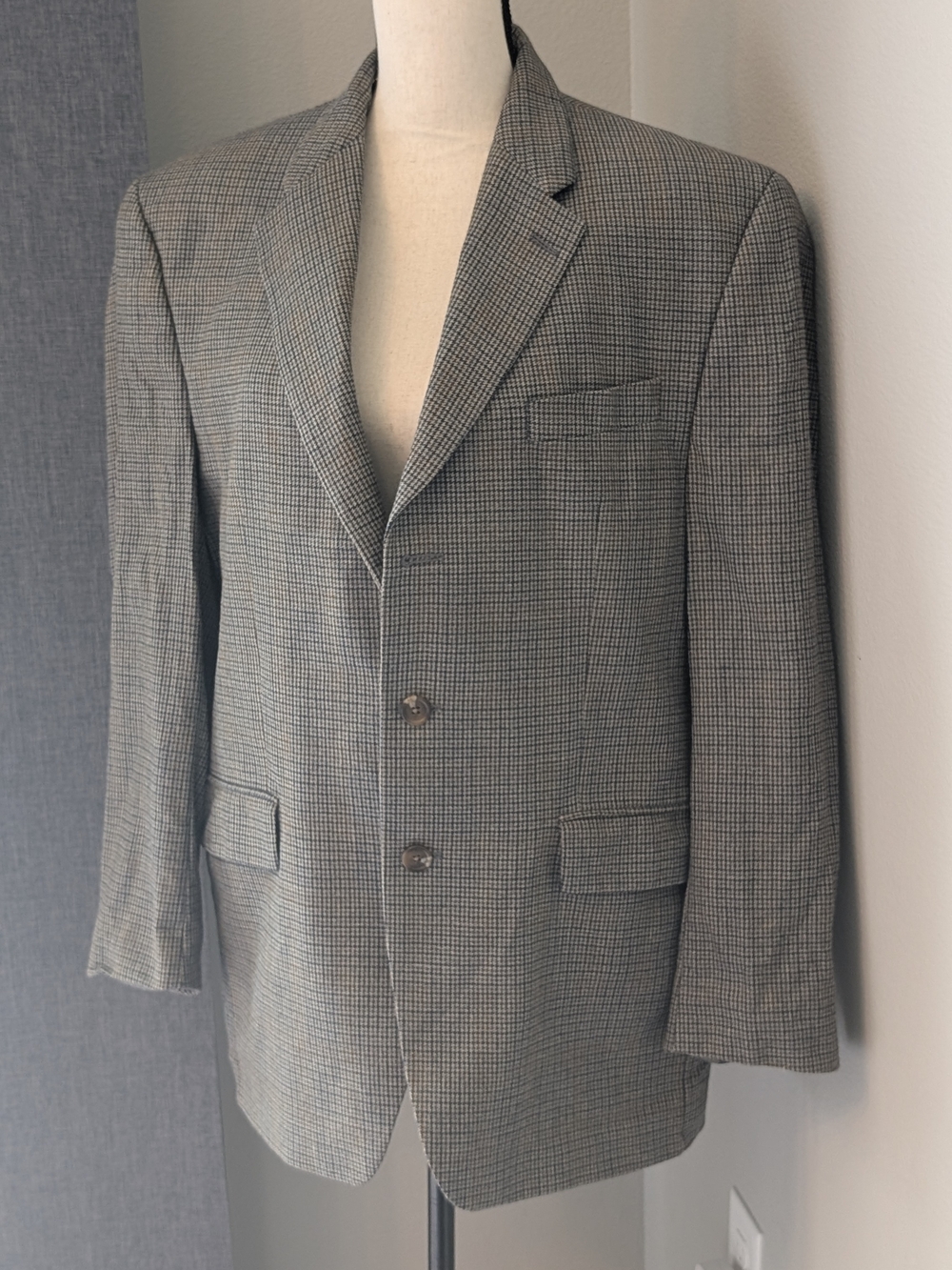 Ralph Lauren Silk & Wool Houndstooth Blazer 42R 🐎